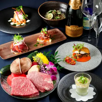 【Lunch】《凛rin》和牛ロース・フィレの食べ比べ,旬魚,水蛸,けんけん鰹,前菜等全7品◇11,000円