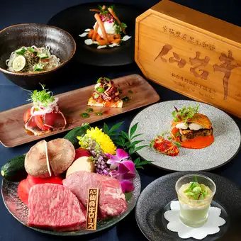 【Lunch】《紅kurenai》A5仙台牛ロース・フィレの食べ比べ,旬魚,けんけん鰹,水蛸等7品◇16,000円