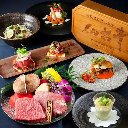【Lunch】《紅kurenai》A5仙台牛ロース・フィレの食べ比べ,旬魚,けんけん鰹,水蛸等7品◇16,000円