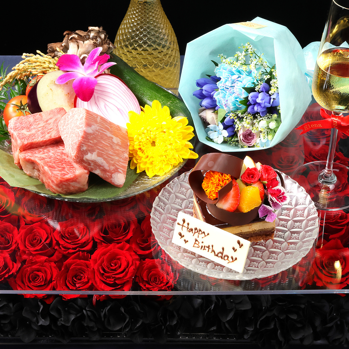 ドリンク2杯＆花束・フラワーBOX付記念日プラン14,000円