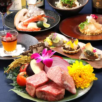 【朧】和牛2種食べ比べ・鱧・松茸など秋の味覚 全7品 15,000円