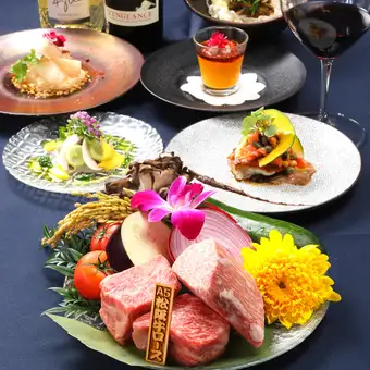 【Lunch｜絢】松阪牛ロース・フィレ食べ比べ 全7品　18,800円