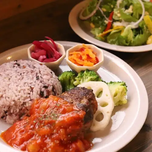 月替 ピリ辛トマトのアラビアータ風ハンバーグプレート