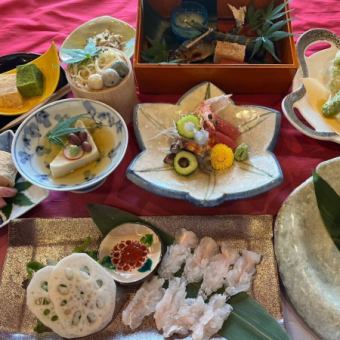 僅限午餐 [四季餐] Hamo shabu。可以享用鹽烤香魚等時令食材的菜餚！