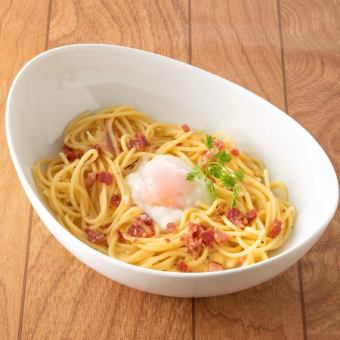 Soft-boiled egg carbonara