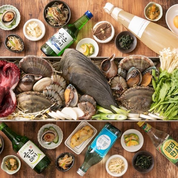 大王海鮮鍋◆タイラ貝、あわび、ワタリガニ、ナクチ(韓国テナガダコ)入り◆：8,000円(税込)