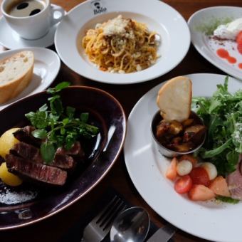 【スペシャルランチコース】前菜・パスタ・メイン・スイーツ★ドリンク付き