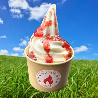 Furano Milk Soft Serve Ice Cream (Strawberry Sauce)