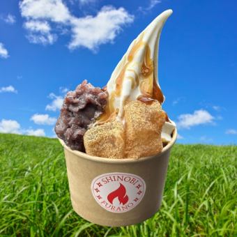 Furano Milk Soft Serve Ice Cream (Bracken-starch Mochi & Homemade Bean Jam)