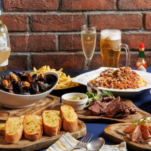 【大人気★120分飲放付】当店人気の十勝鹿追ランプステーキやムール貝も楽しめる!コース※写真はイメージ