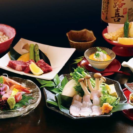6～8月【あさがお会席】全8品 飲み放題付き (お料理8000円＋飲み放題2000円)→-1000円の9000円に