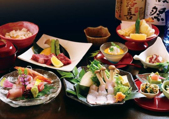 6～8月【新緑会席】全7品 飲み放題付き (お料理5000円＋飲み放題2000円)→-1000円の6000円に