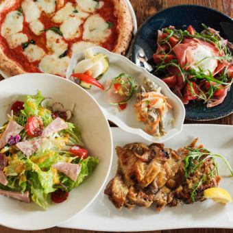 [2.5 hours of all-you-can-drink included] 5 types of appetizers/8 dishes including pizza ``Chef's Today's Recommended Course'' 4,500 yen (tax included)