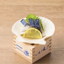 Grilled marinated mackerel topped with green onions