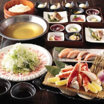 【蟹の王様を贅沢に】タラバ蟹と厚真鶏炭焼きも『潮騒コース』8,000円（120分飲み放題付き）