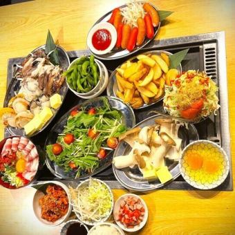 【2H飲放題付】もんじゃとお好み焼が選べる♪お好み焼きからデザートまで堪能！ 4500円（税込）