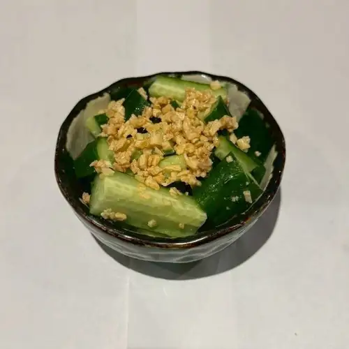 Smashed cucumber, garlic cucumber, chilled tomatoes