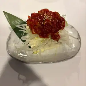 Lightly pickled yam, chilled tofu with changja (spicy fermented seafood), chilled tofu with myoga (Japanese ginger).