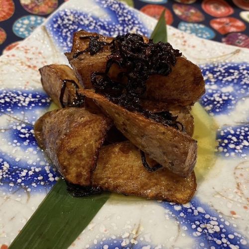 Fried Japanese yam with salted konbu butter
