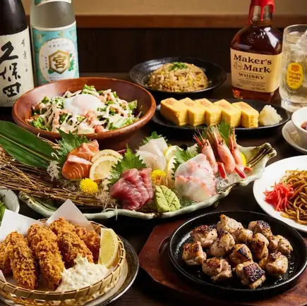 『暖宴コース』豊洲直送鮮魚三種盛りや牡蠣フライ含9品 2時間飲み放題付5500円⇒4500円