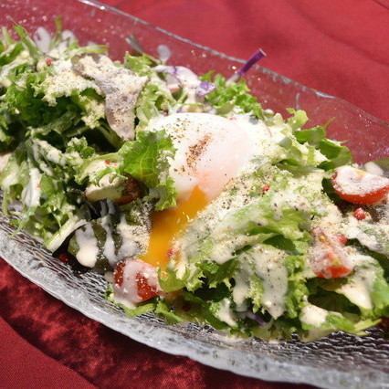 Caesar salad with soft-boiled egg