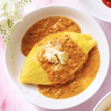 モッツァレラのミートクリームオムライス/ベーコンとほうれん草のトマトクリームオムライス