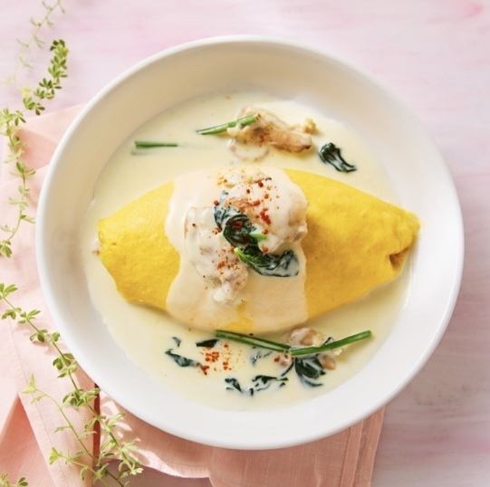 炭烤鸡肉菠菜奶油蛋卷饭
