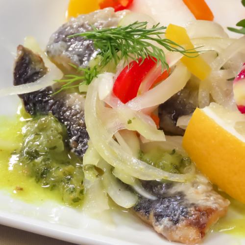 Sardine escabeche (sardines marinated in soy sauce)