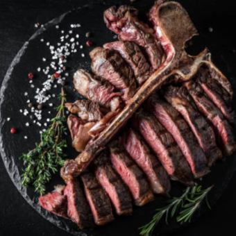 おすすめ【名物ブラックアンガス牛 Tボーンステーキ付!NYコース】120分飲放◎全8品7700円(税込)