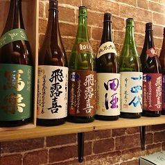 Hibikimai's specialty sake is displayed.We carry a wide variety of premium Japanese sake.
