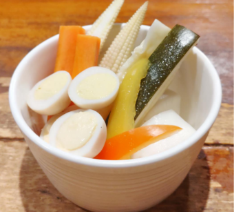 Homemade pickled colorful vegetables