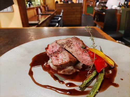 Luxurious marbled beef sirloin steak