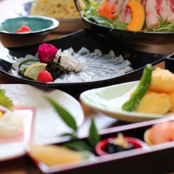 [Includes 120 minutes of all-you-can-drink] Welcome and farewell party course including tiger blowfish, horse sashimi, red beef, etc. Total 10 dishes 8,000 yen (included)