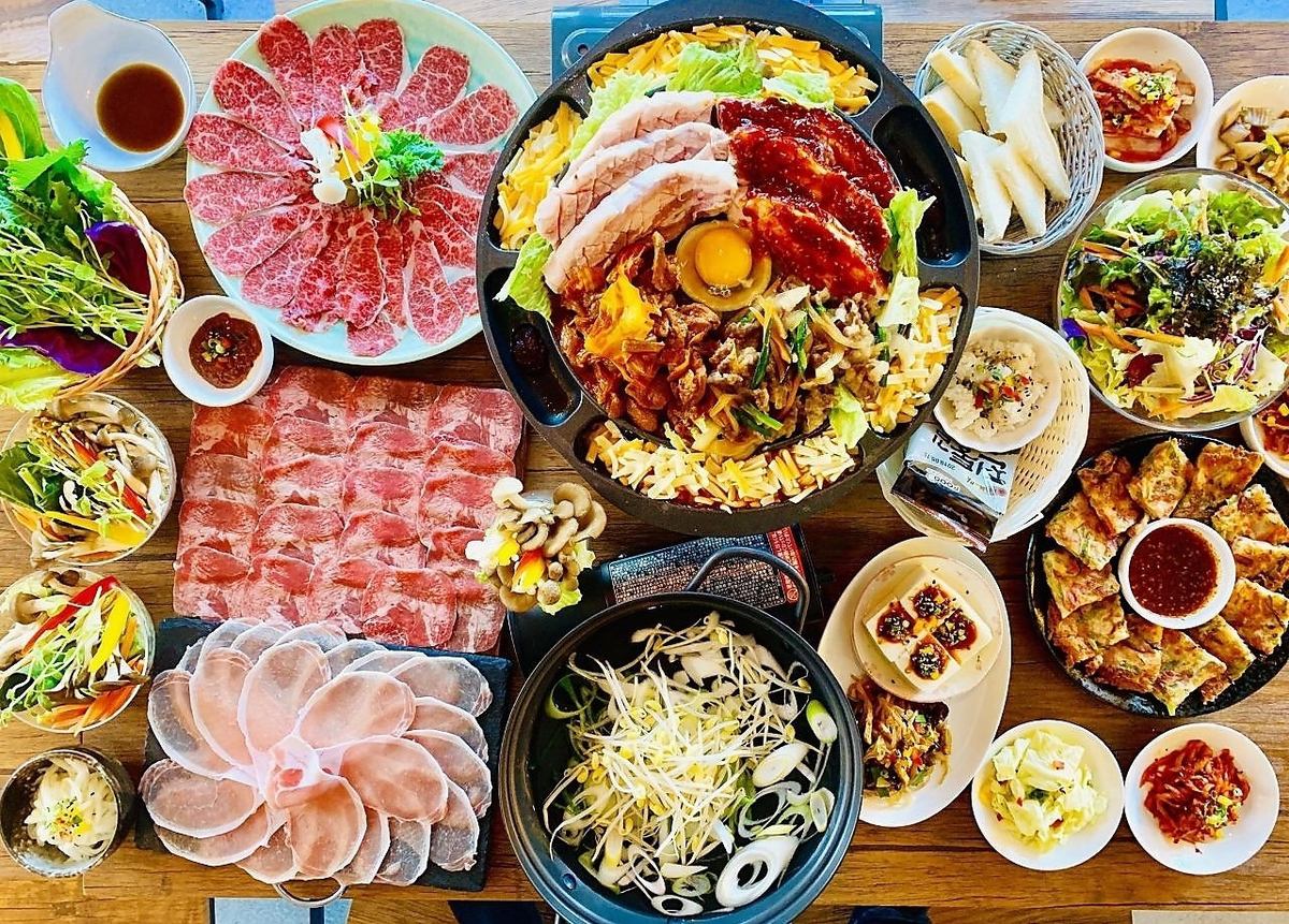 Specialties! Jukmi & Nakkopse Korean cuisine, beef tongue shabu-shabu, cheese yakiniku, and sukiyaki are a must!