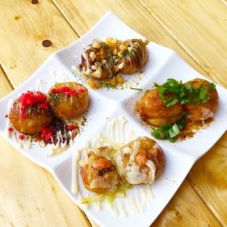Assortment of 4 kinds of takoyaki