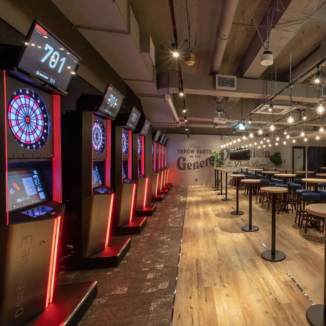 Darts One is an extraordinary space for darts and parties! Standing parties available for up to 120 people!