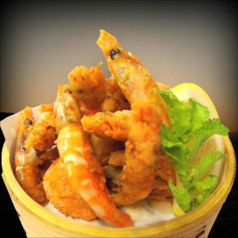 甘海老唐揚げ/長いも天