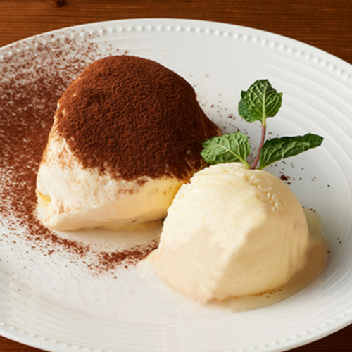 Mascarpone Cheese Tiramisu with Vanilla Ice Cream