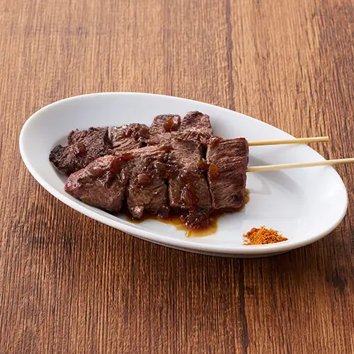 奥野牧場の牛串炭焼き
