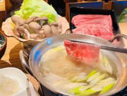 Saga Kuroge Wagyu beef, beef tongue and mushroom shabu-shabu
