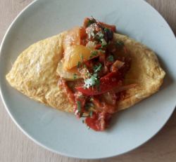 Cheese omelette with ratatouille