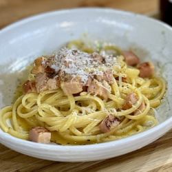 自家製パンチェッタの本格カルボナーラ