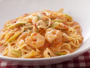 Shrimp and scallops in lobster tomato cream sauce