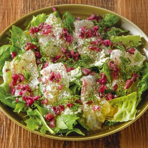 真鯛と燻製しば漬のサラダカルパッチョ