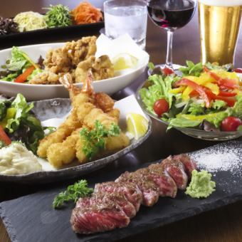 Enjoy three types of carefully selected Kuroge Wagyu beef! 8,800 yen → 8,000 yen course with 10 dishes and 90 minutes of all-you-can-drink