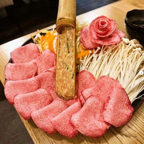 （前日迄要ご予約）フルラージュ直伝!【牛タンしゃぶしゃぶ】独特の食感をしゃぶしゃぶで。2人前～注文可能