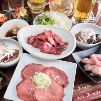 【평일 한정】 점심 삼키기 쓰러진 코스 90분 무제한 4종류의 고기, 냉면, 디저트 등 9품 4000엔(부가세 포함)