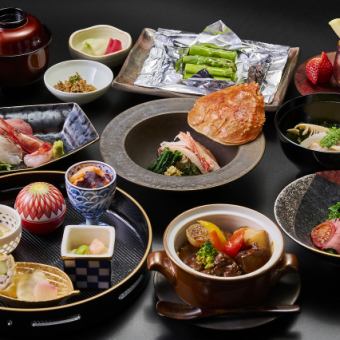 ～厳選！旬の鱧天婦羅、国産牛田楽味噌焼きが楽しめる～会席プラン“葵”6,600円【全8品】ランチ