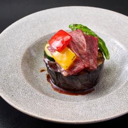 なすと国産牛の田楽味噌焼き