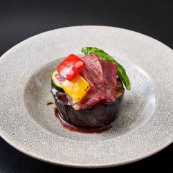 Seasonal vegetables and Japanese Black beef steak